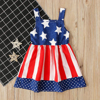 Load image into Gallery viewer, Little Girl Independence Day Star Polka Dots Pattern Stripe Dress Wholesale 2637015
