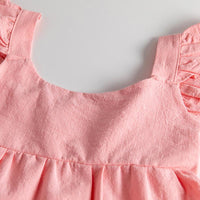 Load image into Gallery viewer, Kid Girl Ruffle Trim Plain Flutter Sleeve Dress Wholesale 24231455
