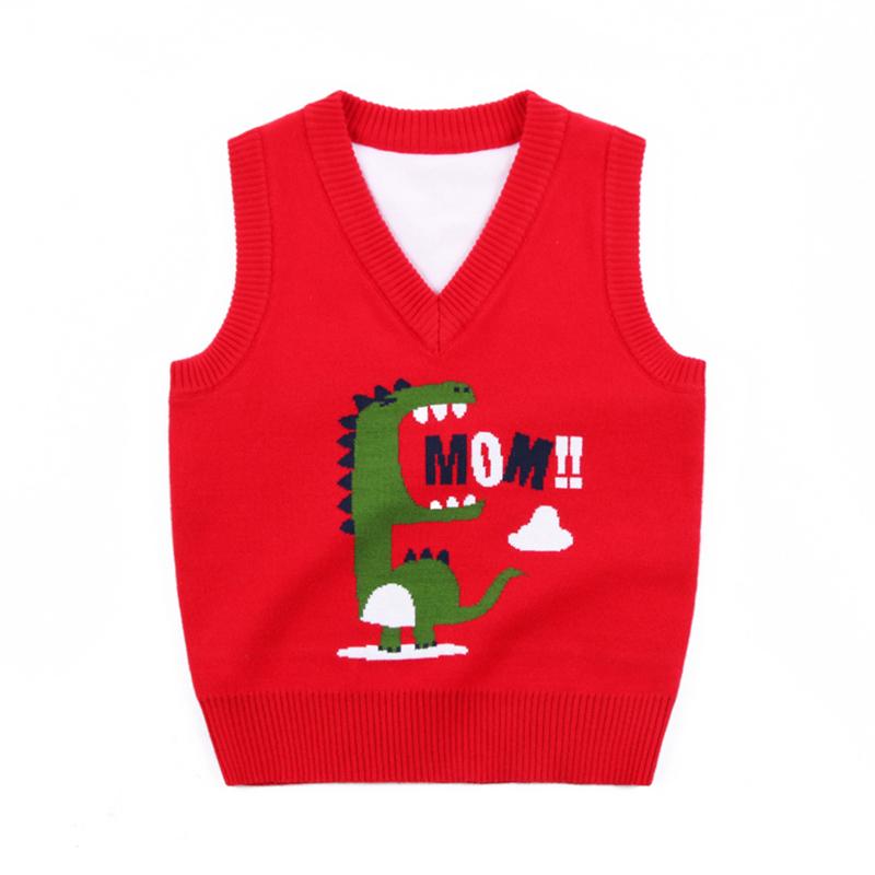 Kid Boy Mom Cartoon Dinosaur Knit Tank Tops Wholesale 33505138