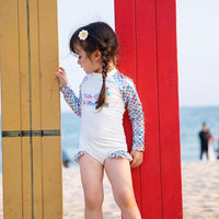 Load image into Gallery viewer, One-piece Girl Mermaid Print Long Sleeve Swimsuit And Hat Wholesale 7771605
