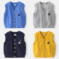 Load image into Gallery viewer, Kid Boy Embroidery Dinosaur Button Sweater Vest Wholesale 3556656
