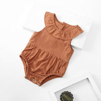 Load image into Gallery viewer, Baby Girl Ruffle Collar Solid Color Onesie Wholesale 76251436
