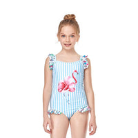 Load image into Gallery viewer, Kid Girl Flamingo Stripe One Piece Swimsuit Wholesale 9830491
