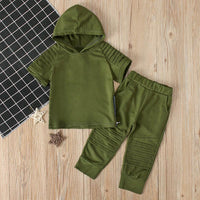 Load image into Gallery viewer, 2-Piece Little Boy Solid Color Set Hooded Top And Pants  Wholesale 4385027
