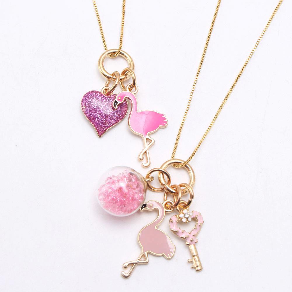 Girl Flamingo Pendant Necklace Wholesale 67171544