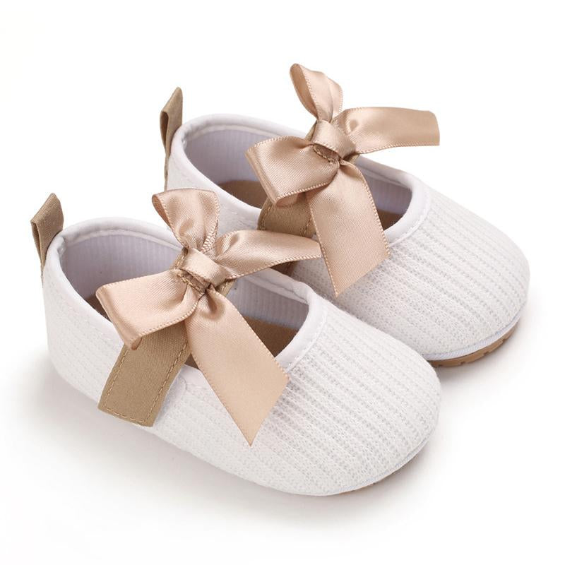 Baby Girl Bow Knit Solid Color Shoes Wholesale 2460422