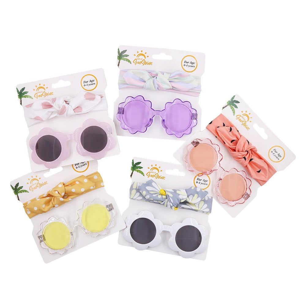 Little Girl Flower Frame Sunglasses And Headband Set Wholesale 8970060