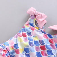 Load image into Gallery viewer, Kid Girl Mermaid Bow One Piece Swimsuit And Hat Wholesale 53531124
