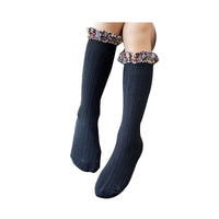 Load image into Gallery viewer, Kid Girl Floral Trim Knee High Socks Wholesale 39911304
