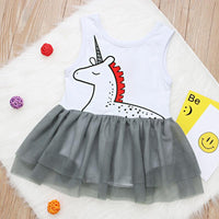 Load image into Gallery viewer, Baby Girl Unicorn Print Mesh Tank Bodysuit Dress Wholesale 1142024
