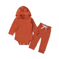 Load image into Gallery viewer, 2 Pieces Set Baby Solid Color Hooded Bodysuit And Pants Wholesale 9091021
