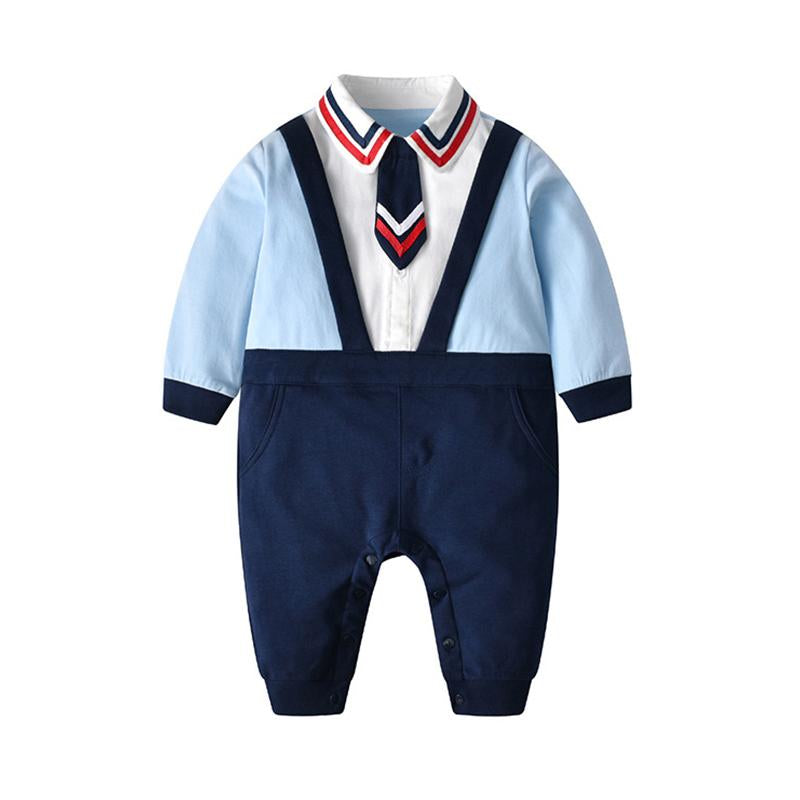 Infant Bot Bowtie Color Blocking Gentleman Jumpsuit Wholesale 06962296