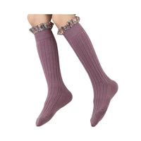Load image into Gallery viewer, Kid Girl Floral Trim Knee High Socks Wholesale 39911304
