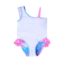 Load image into Gallery viewer, 2 Pieces Kid Girl Gradient Fish Scales Print Swimsuit Set Halter Top And Shorts Wholesale 64651053
