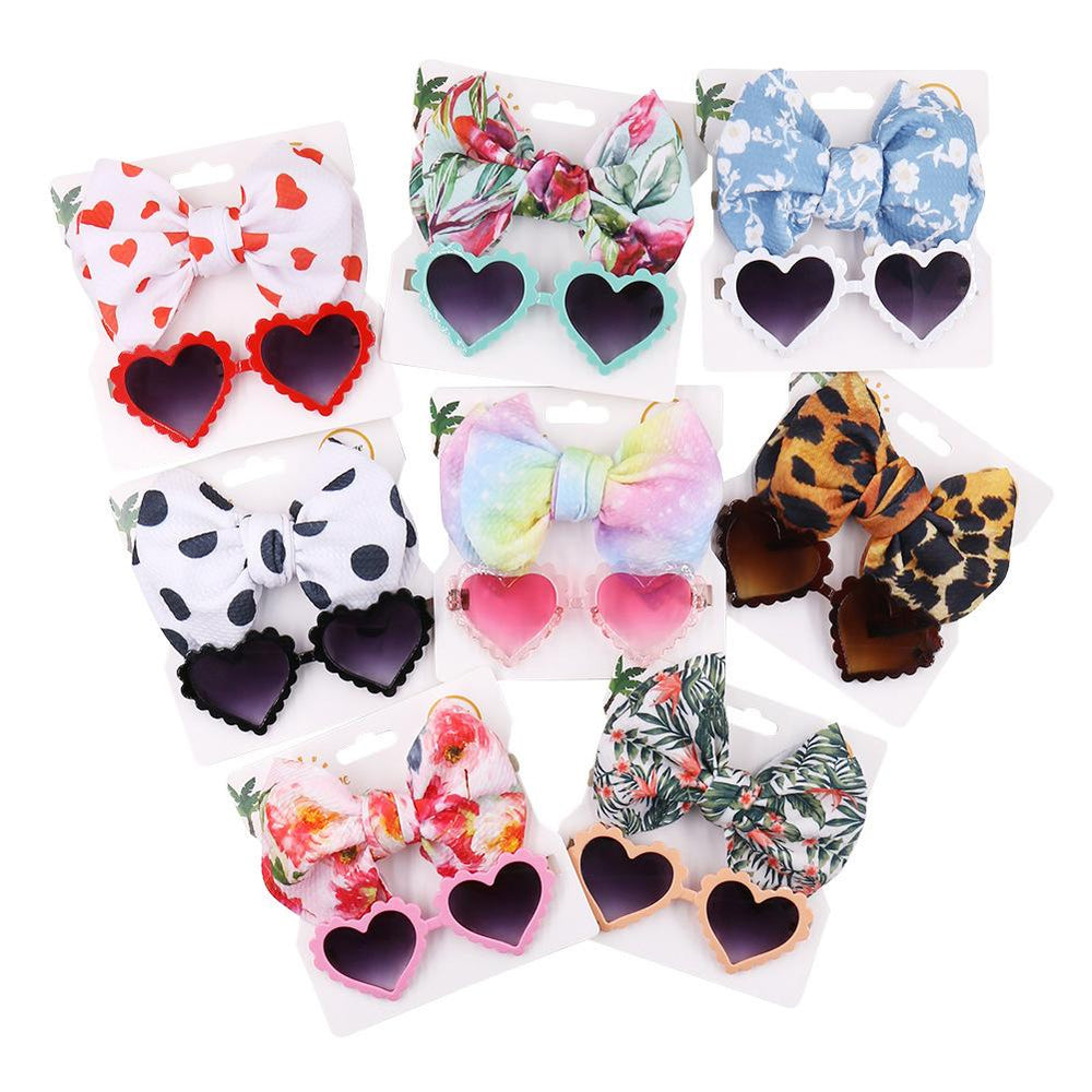 Little Girl Love Heart Frame Sunglasses And Headband Wholesale 8955052