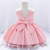Load image into Gallery viewer, Little Girl Bow Front Mesh Princess Dress Wholesale 85161274
