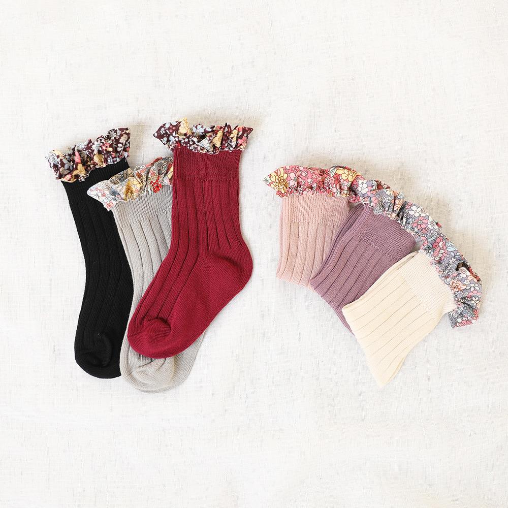 Girl Socks Foral Trim Wholesale 01961271