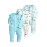 Load image into Gallery viewer, 3-pack Infant Unisex Print Cartoon Footie Jumpsuit Wholesale 17312088
