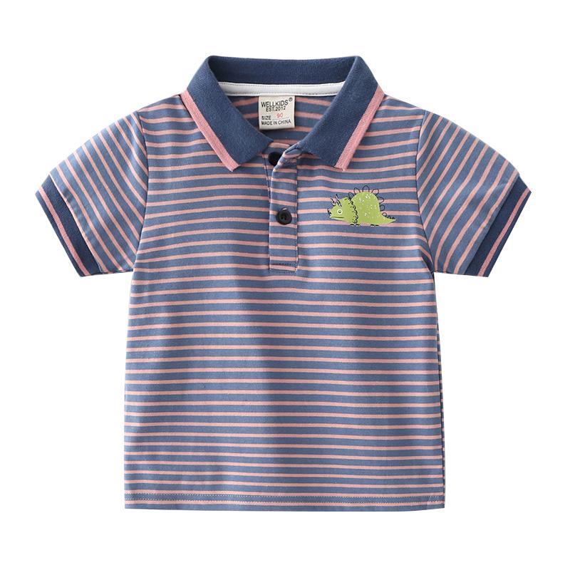 Rhino Print Stripe Polo Shirt For Kid Boy Wholesale 4268649