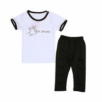 Load image into Gallery viewer, Two Pieces Girl OK Point Print Top Matching Trousers Set Wholesale 2983033
