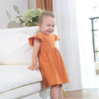Load image into Gallery viewer, Little Girl Flutter Sleeve Backless Plain Dress Wholesale 54421457
