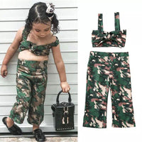 Load image into Gallery viewer, Two-Piece Girl Camo Outfit Knotted Cami Top And Pants Wholesale 8192563
