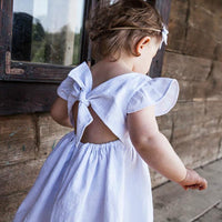 Load image into Gallery viewer, Little Girl Flutter Sleeve Backless Plain Dress Wholesale 54421457
