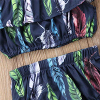 Load image into Gallery viewer, 2 Pieces Kid Girl Allover Leather Print Off Shoulder Top With Shorts Set Wholesale 1529551

