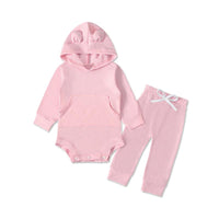 Load image into Gallery viewer, 2 Pieces Set Baby Solid Color Hooded Bodysuit And Pants Wholesale 9091021
