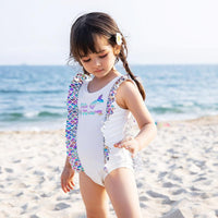 Load image into Gallery viewer, One-piece Girl Mermaid Print Swimsuit And Hat Wholesale 4469606
