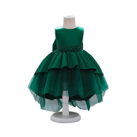 Load image into Gallery viewer, Kid Girl Party Solid Color Peplum Tiered Layered Beaded Mesh Tank Dress Wholesale 42991277
