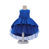 Load image into Gallery viewer, Kid Girl Party Solid Color Peplum Tiered Layered Beaded Mesh Tank Dress Wholesale 42991277
