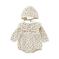 Load image into Gallery viewer, 2 Pieces Baby Girl Muslin Floral Bodysuit And Hat Wholesale 6172250
