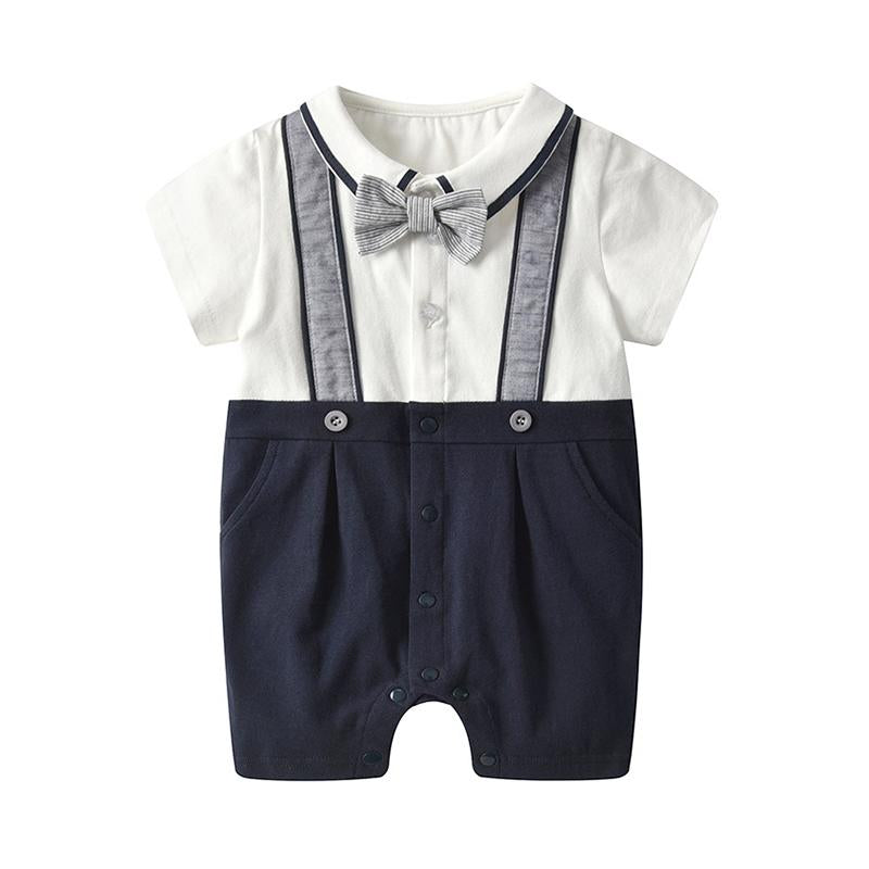Baby Boy Fake Two Pieces Bowtie Party Romper Wholesale 7026087