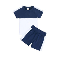Load image into Gallery viewer, 2 Pieces Kid Colorblock Set Raglan Sleeve Tee With Shorts Wholesale 5482068
