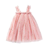 Load image into Gallery viewer, Little Girl Embroidery Daisy Flower Mesh Cami Dress  Wholesale 0056747
