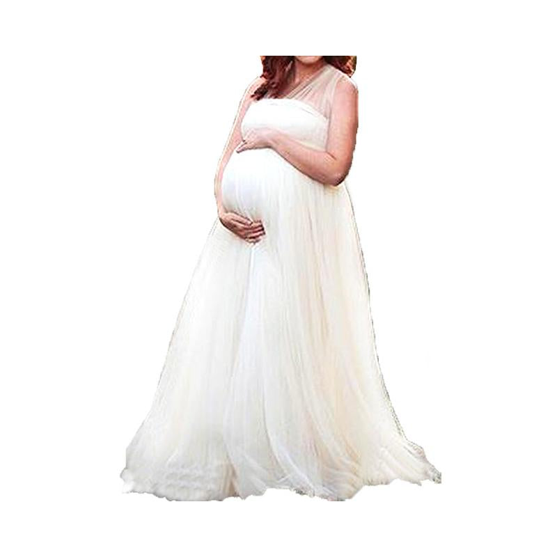 Maternity Halter Neck Cross Back Mesh Photography Dress Wholesale 79221509
