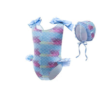 Load image into Gallery viewer, Kid Girl Mermaid Bow One Piece Swimsuit And Hat Wholesale 53531124
