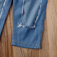 Load image into Gallery viewer, 2 Pieces White Polo Shirt Matching Ripped Jeans Set Wholesale 8265554
