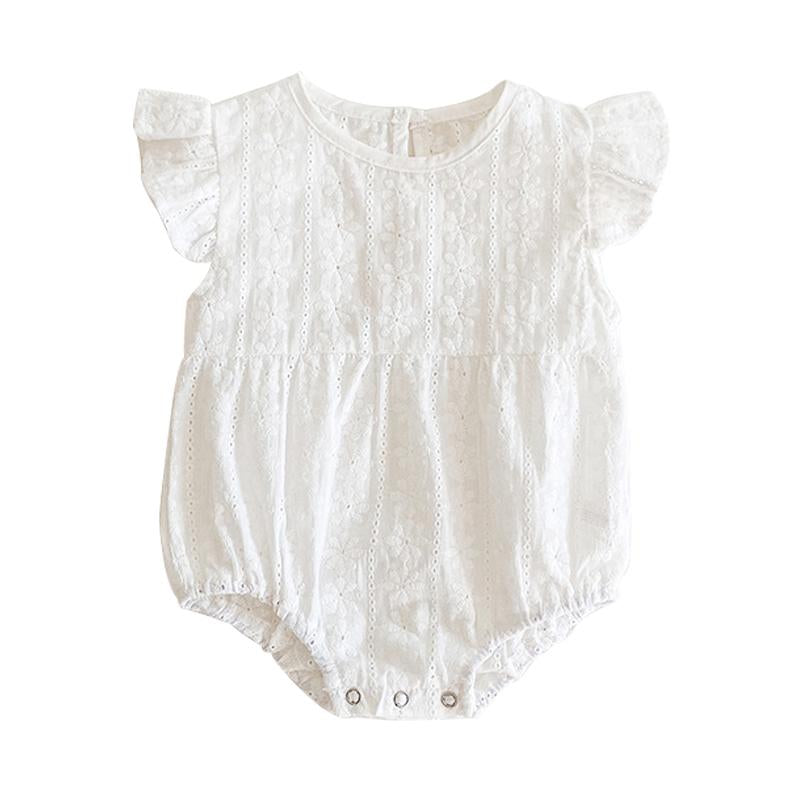 Baby Girl Embroidery Eyelet Flutter Sleeve Bodysuit Wholesale 3624544