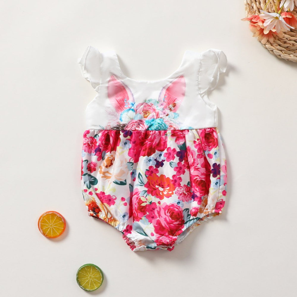 Baby Girl Ear Flower Print Bodysuit Wholesale 83961666