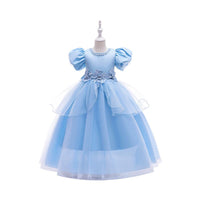 Load image into Gallery viewer, Kid Girl Short Puff Sleeve Princess Party Birthday Maxi Gown Wholesale 50403612
