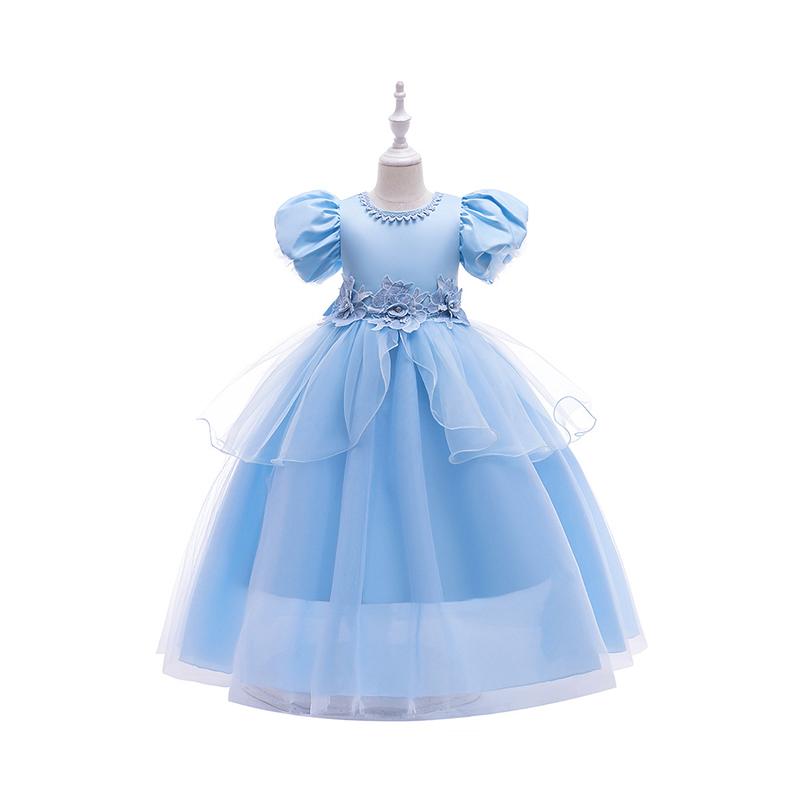Kid Girl Short Puff Sleeve Princess Party Birthday Maxi Gown Wholesale 50403612