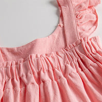 Load image into Gallery viewer, Kid Girl Ruffle Trim Plain Flutter Sleeve Dress Wholesale 24231455
