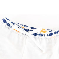 Load image into Gallery viewer, 3 PCS Boy Letter Fish Print Swimsuit Top Shorts Hat Wholesale 7164607
