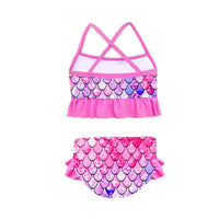 Load image into Gallery viewer, 2 Pieces Kid Girl Gradient Fish Scales Print Swimsuit Set Halter Top And Shorts Wholesale 64651053
