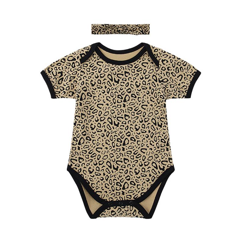 2 Pieces Baby Leopard Print Bodysuit And Headband Wholesale 9360481