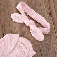 Load image into Gallery viewer, 2 Pieces Baby Girl Muslin Mesh Solid Color Romper Dress With Headband Wholesale 1192569
