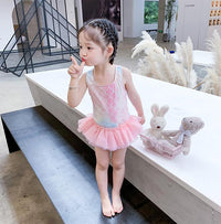 Load image into Gallery viewer, Kid Girl Mermaid One Piece Mesh Tank Swimsuit And Hat Wholesale 14331104
