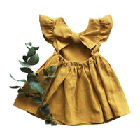 Load image into Gallery viewer, Little Girl Flutter Sleeve Backless Plain Dress Wholesale 54421457
